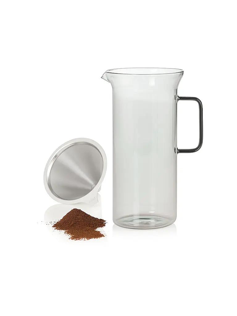 AD HOC | Cafetera IMPACT 1000ml Vidrio Gris Acero Inoxidable | 