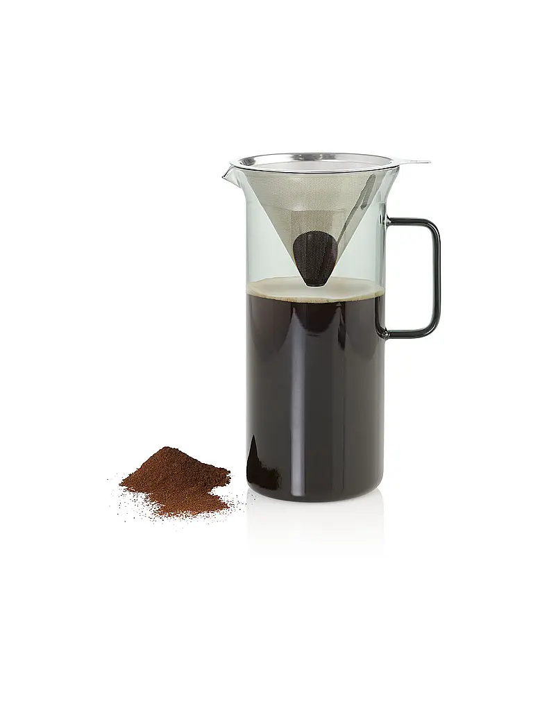 AD HOC | Cafetera IMPACT 1000ml Vidrio Gris Acero Inoxidable | 