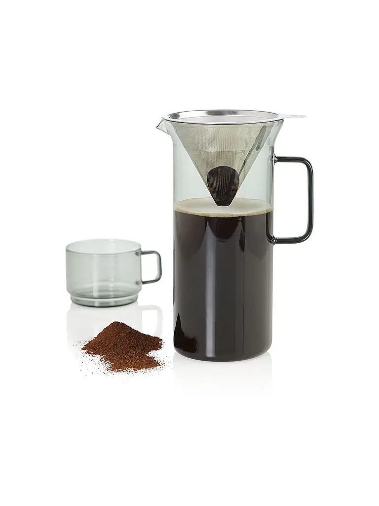 AD HOC | Cafetera IMPACT 1000ml Vidrio Gris Acero Inoxidable | 