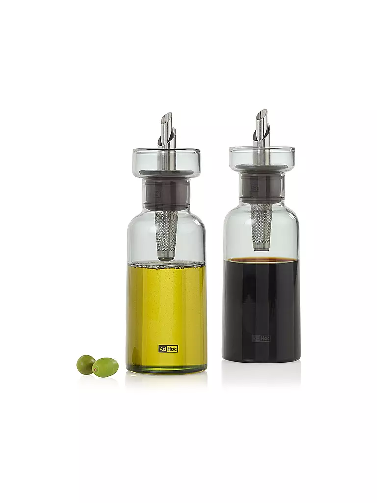 AD HOC | Dispensador de vinagre o aceite AROMA POUR 120ml Gris/Vidrio/Acero inoxidable | 