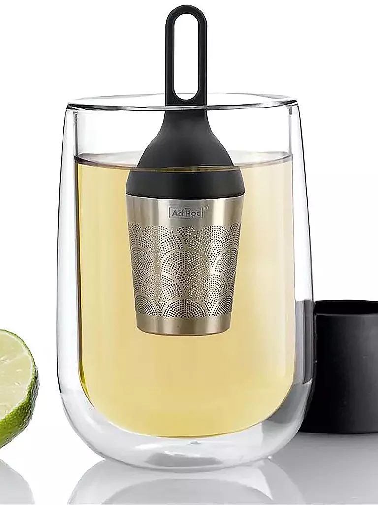 AD HOC | Filtro de té flotante Floatea Fusion acero inoxidable negro 12,4 cm | Plata