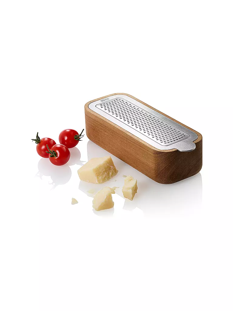 AD HOC | Rallador fino con recipiente de recogida 18cm Acacia Acero inoxidable | 