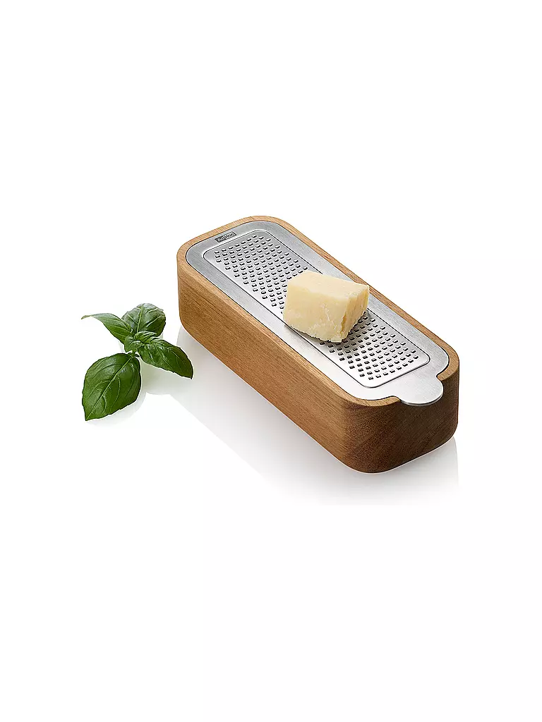 AD HOC | Rallador fino con recipiente de recogida 18cm Acacia Acero inoxidable | 