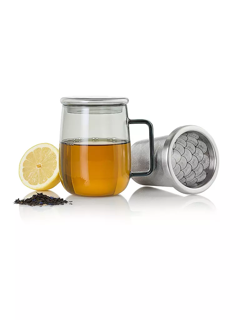 AD HOC | Vaso de té con filtro YUNA 560ml Vidrio / Gris | 