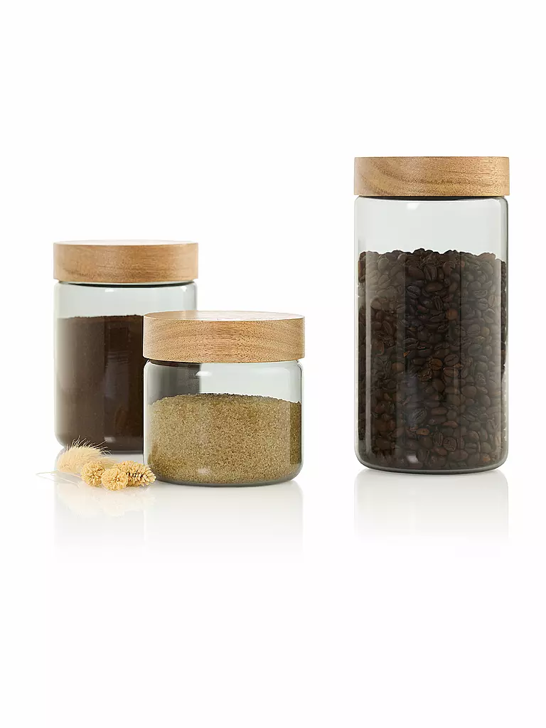 AD HOC | Vorratsdose 500ml PURE JAR Vidrio/Gris/Acacia | 