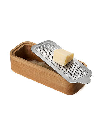 ADHOC | Rallador fino con recipiente de recogida 18cm Acacia Acero inoxidable