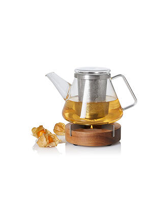 ADHOC | Set de regalo Tetera FUSION y calentador 1l Cristal / Acacia