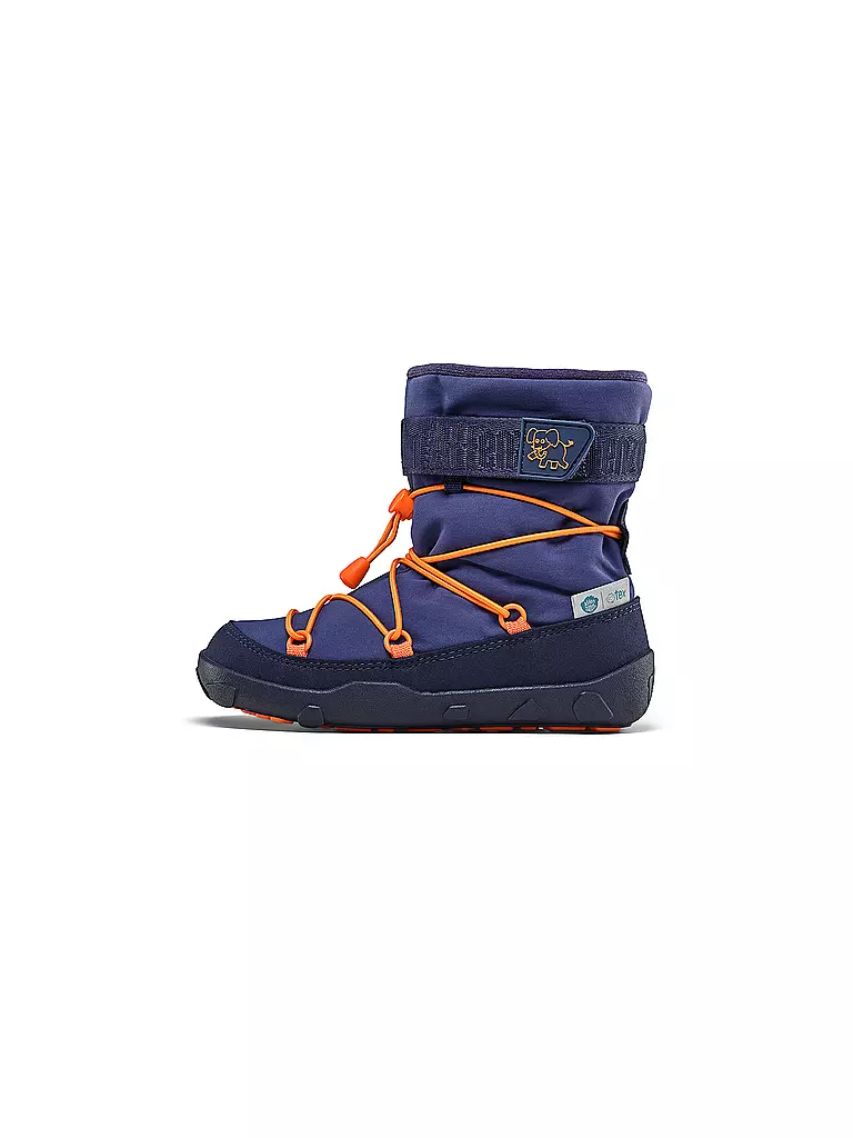 AFFENZAHN | Botas de invierno para niños VEGAN SNOWY Elefante | dunkelblau
