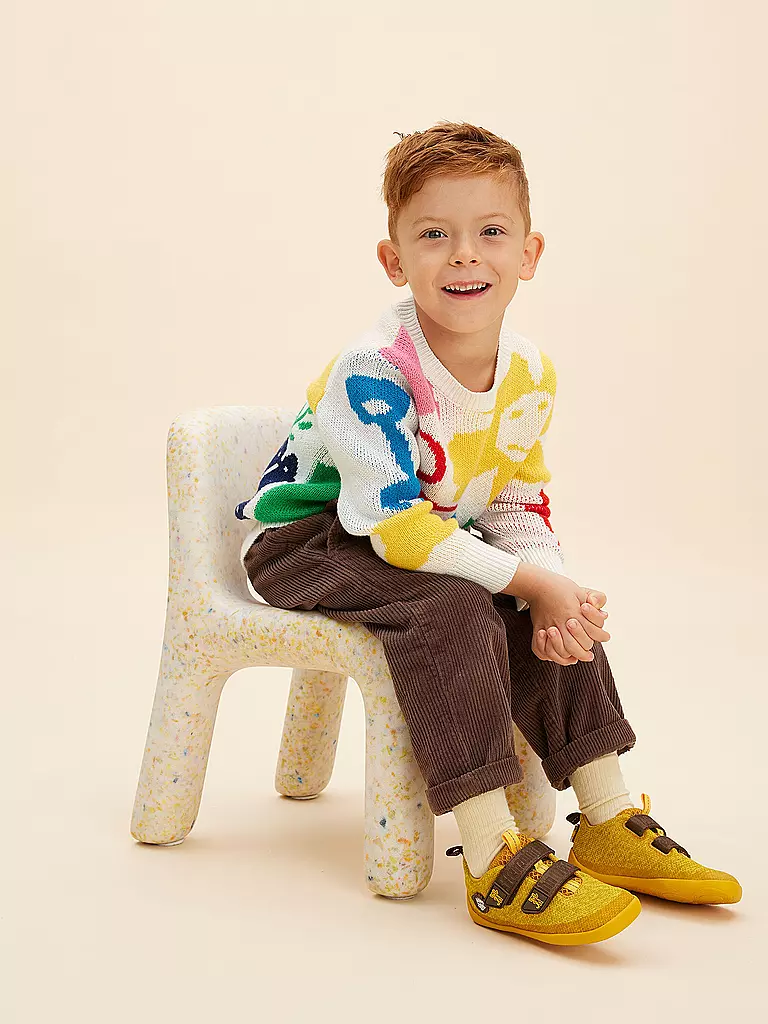 AFFENZAHN | Zapatos descalzos para niños KNIT HAPPY Tiger | Amarillo