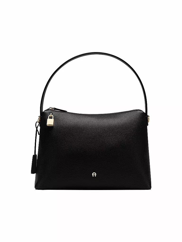 AIGNER | Bolso de cuero - Bolso Hobo DELIA Mediano | Negro