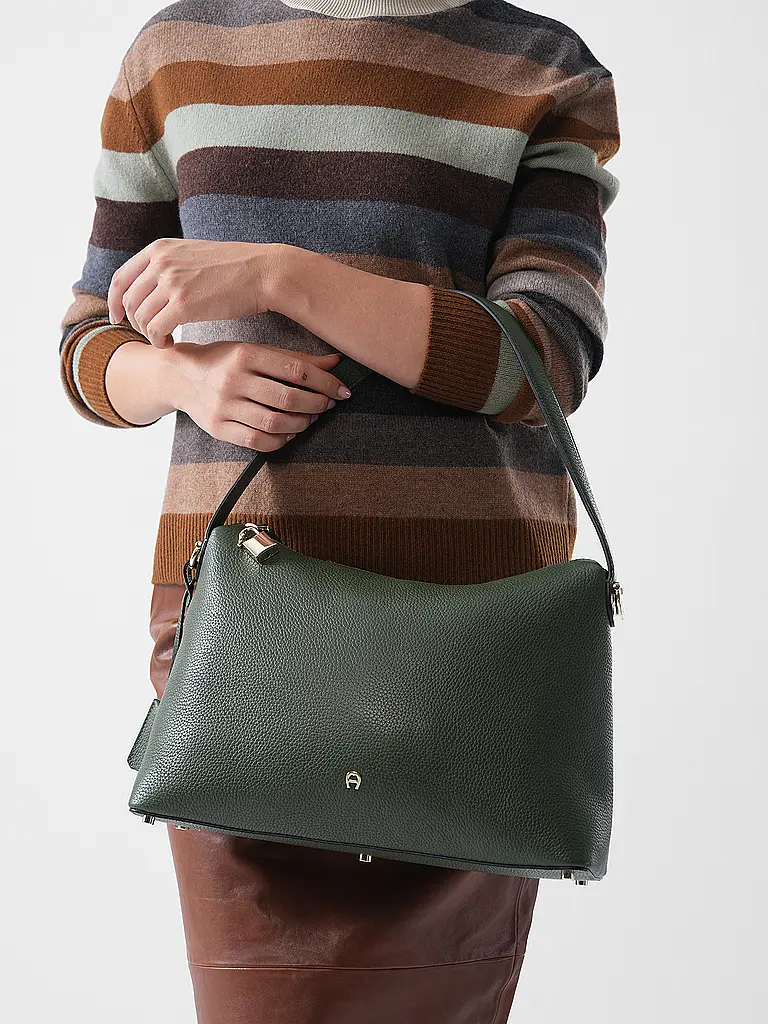 AIGNER | Bolso de cuero - Bolso Hobo DELIA Mediano | Oliva