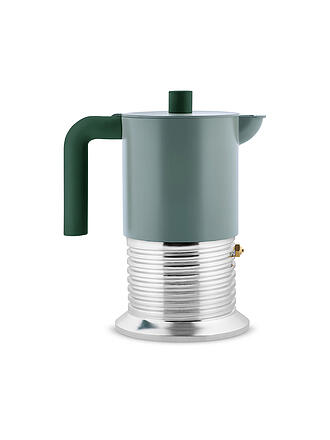 ALESSI | Cafetera exprés VITE 6 tazas aluminio/verde salvia