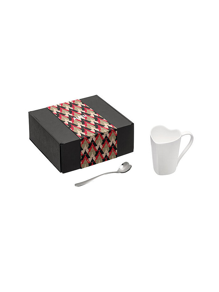 Set de té de 2 piezas de acero inoxidable / porcelana plata