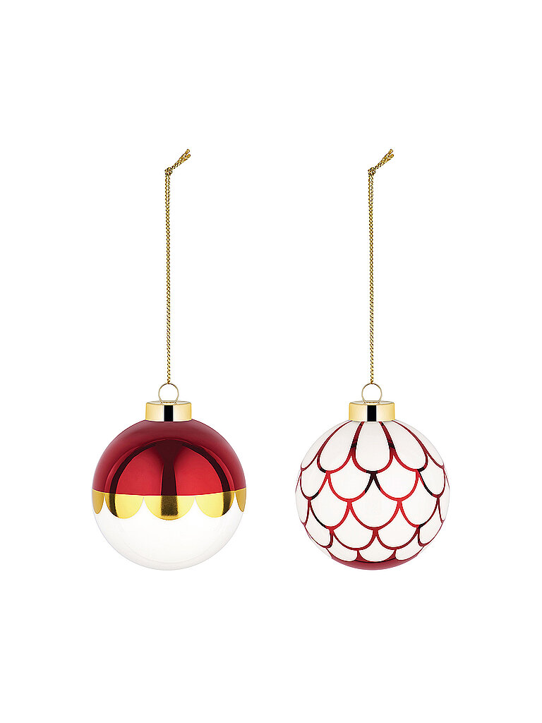 Bola de árbol de Navidad 2 piezas 6cm Blanco/Rojo rojo