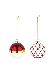 ALESSI | Bola de árbol de Navidad 2 piezas 6cm Blanco/Rojo | Rojo