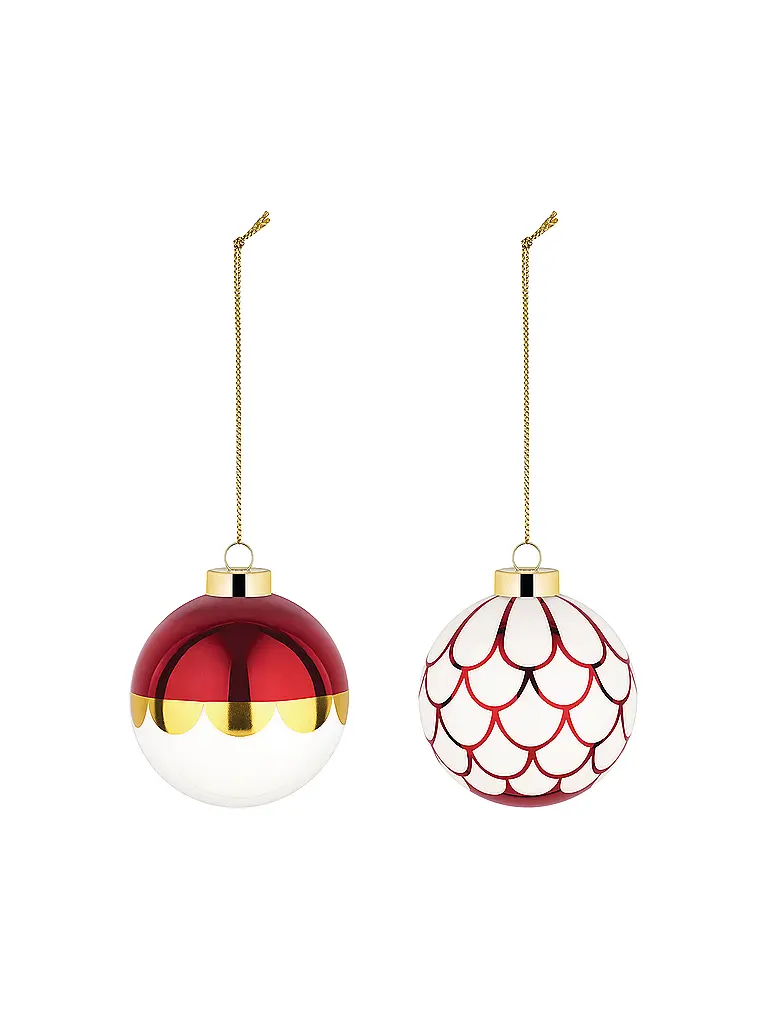 ALESSI | Bola de árbol de Navidad 2 piezas 6cm Blanco/Rojo | Rojo