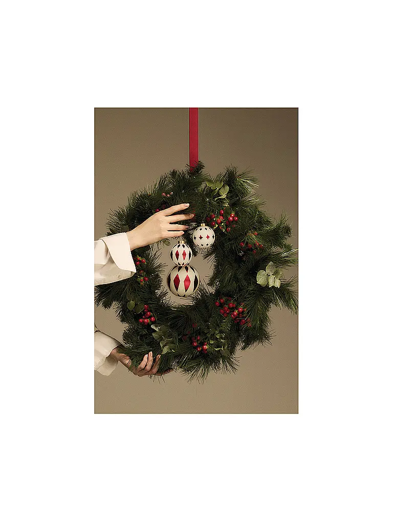 ALESSI | Bola de Navidad 9cm DELIGHT Blanco/Rojo | Rojo