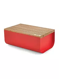 ALESSI | Brotkasten Mattina 34x21cm Gris cálido/Bambú | Rojo