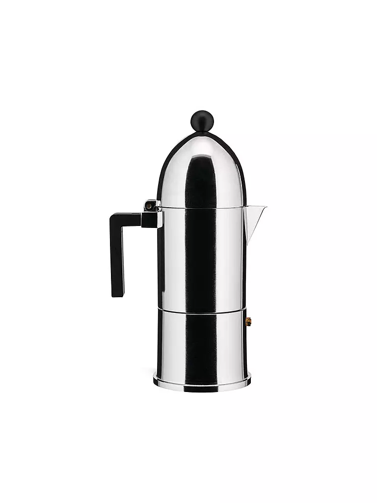 ALESSI | Cafetera exprés LA CUPOLA 6 tazas Alu /Ind. Negro | Plata