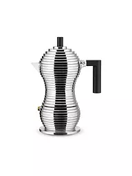 ALESSI | Cafetera exprés PULCINA 3 tazas aluminio / negro | Plata