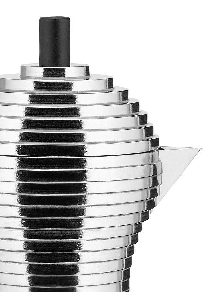 ALESSI | Cafetera exprés PULCINA 3 tazas aluminio / negro | Plata
