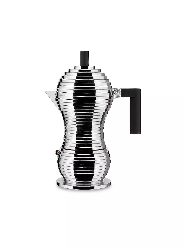 ALESSI | Cafetera exprés PULCINA 6 tazas aluminio / negro | Plata
