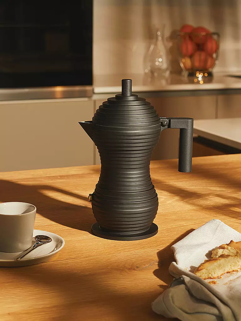 ALESSI | Cafetera exprés Pulcina Black Alu/Negro 3 tazas | Negro