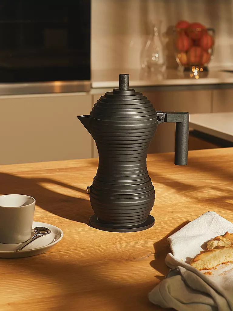 ALESSI | Cafetera exprés Pulcina Black Alu/Negro 6 tazas | Negro