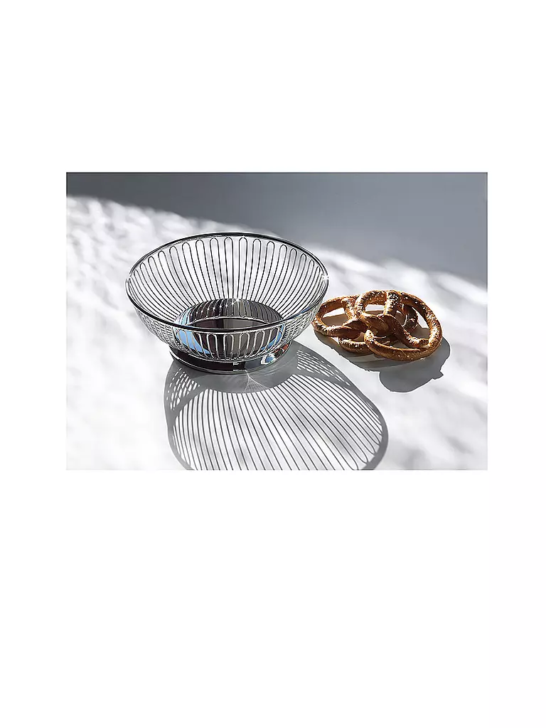 ALESSI | Cesta de alambre redonda de 20 cm de acero inoxidable | Plata