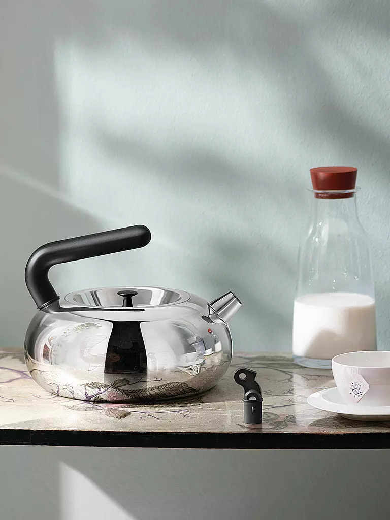 ALESSI | Hervidor de agua Bulbul 2,5 l acero inoxidable / negro | Plata