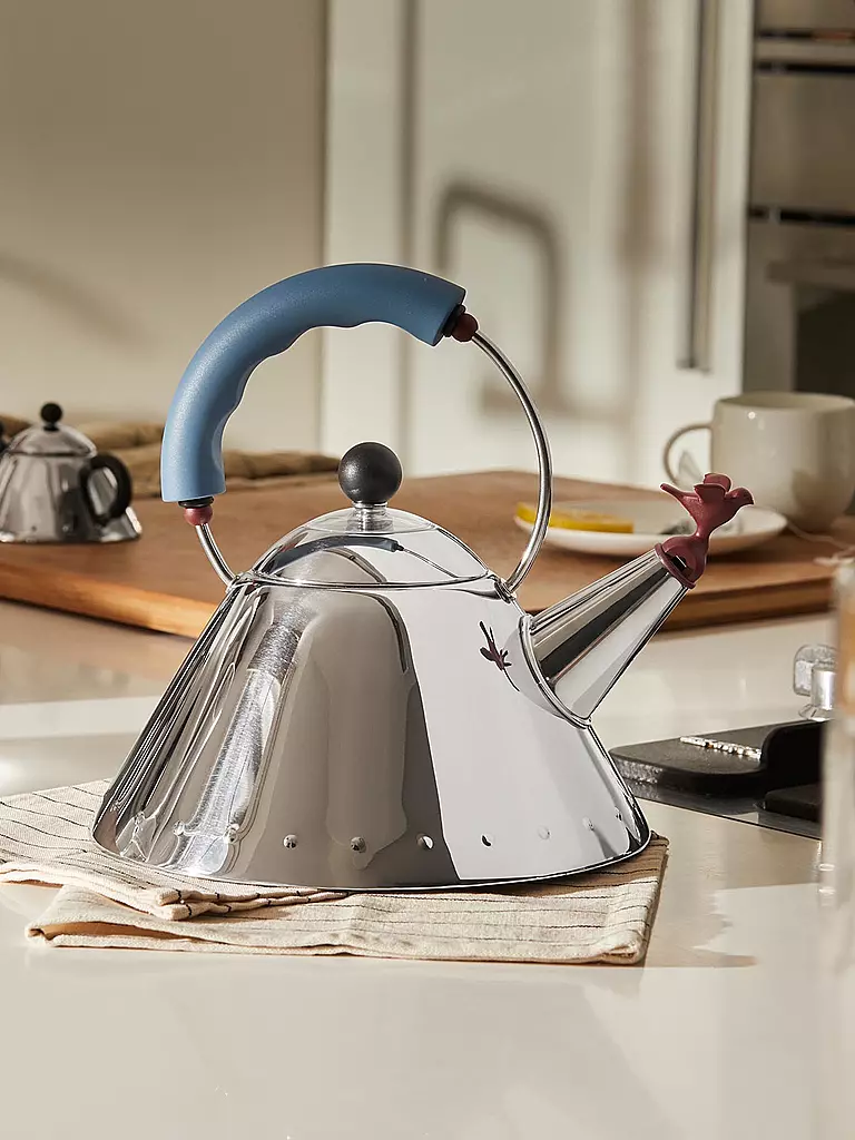 ALESSI | Juego de 2 silbatos para hervidor de agua verde claro y rojo | Plata