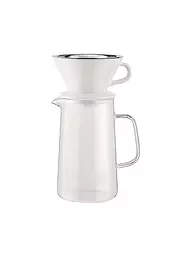 ALESSI | Juego de café de 3 piezas SLOW COFFEE vidrio/blanco/acero inoxidable | Transparente