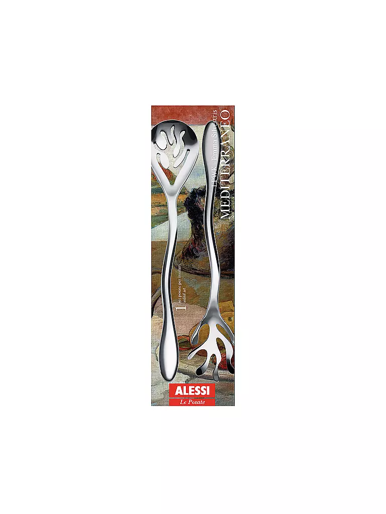 ALESSI | Juego de servir ensalada Mediterraneo de acero inoxidable | Plata