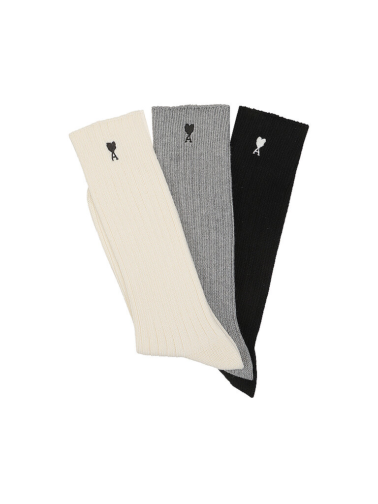 Ami Paris Calcetines 3 unidades ADC Blanc/Gris//Noir multicolor