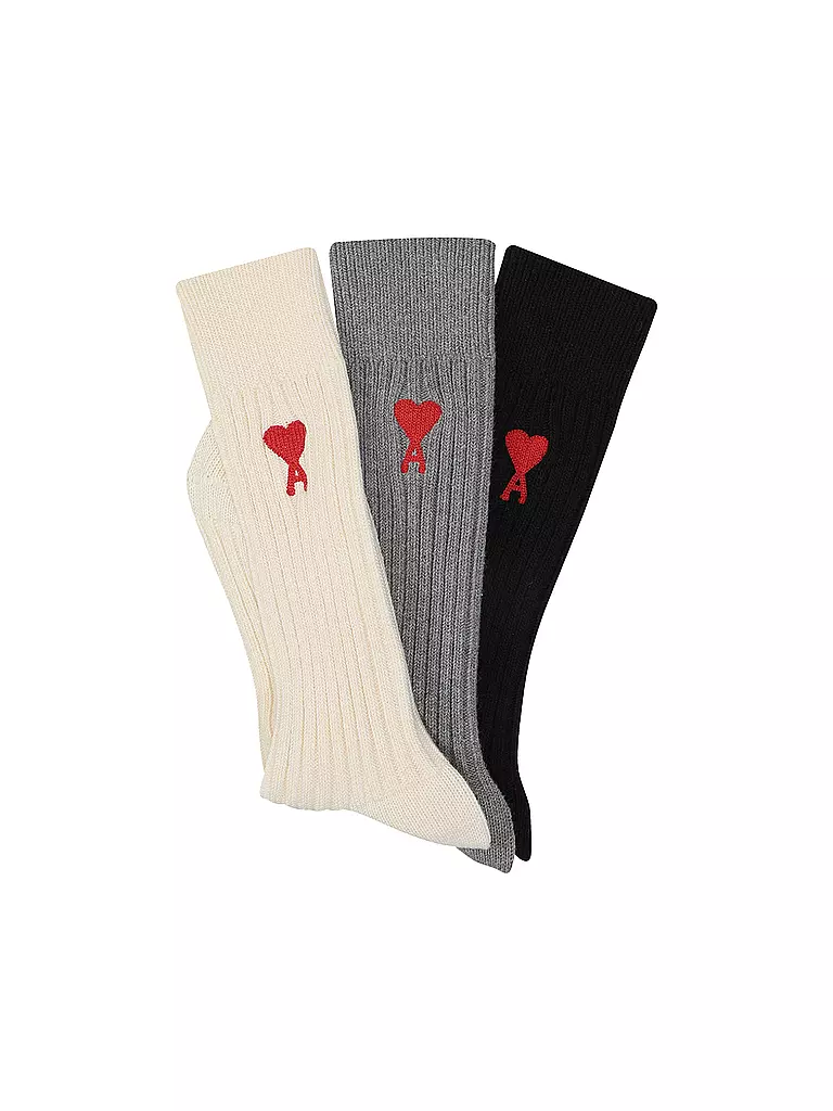 AMI PARIS | Calcetines ADC SOCKS Paquete de 3 blanco roto gris negro | Multicolor