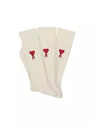 AMI PARIS | Calcetines paquete de 3 color blanco hueso | Crema