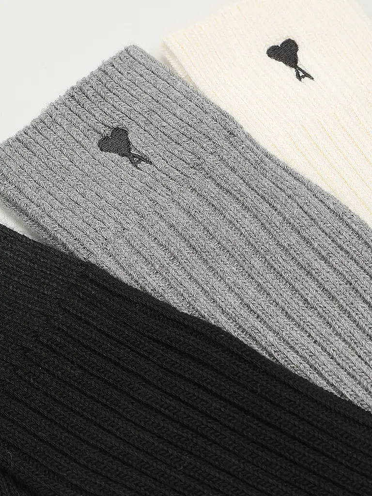 AMI PARIS | Calcetines paquete de 3 crudo / gris / negro | Multicolor