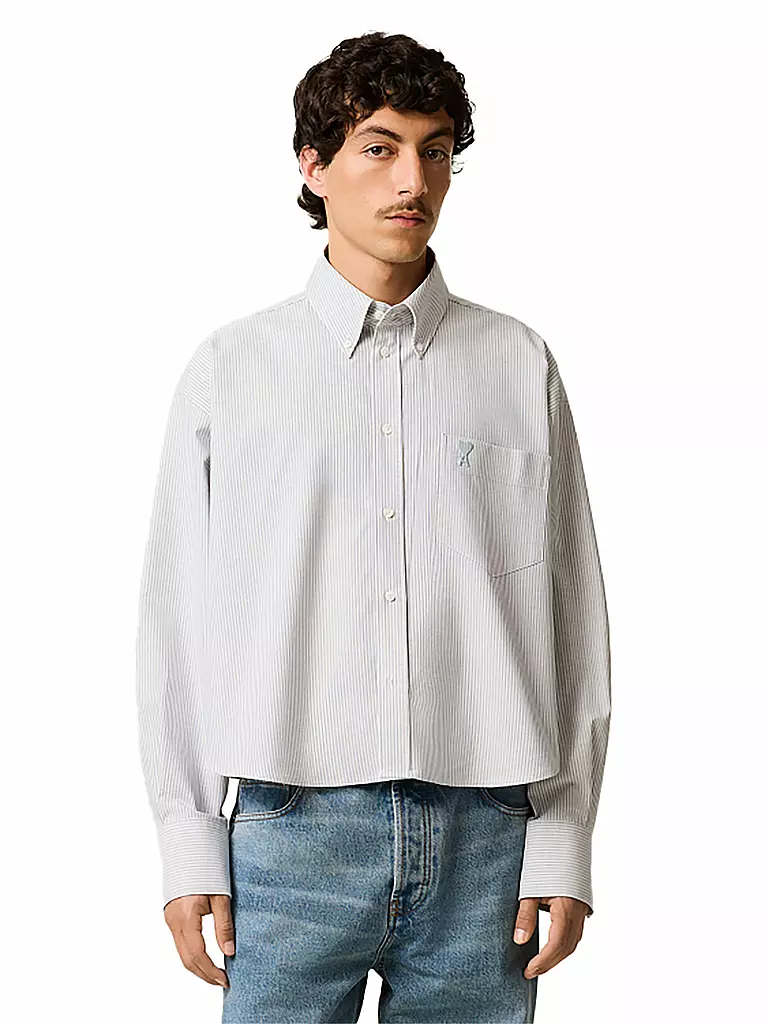 AMI PARIS | Camisa Cropped Fit | Azul claro