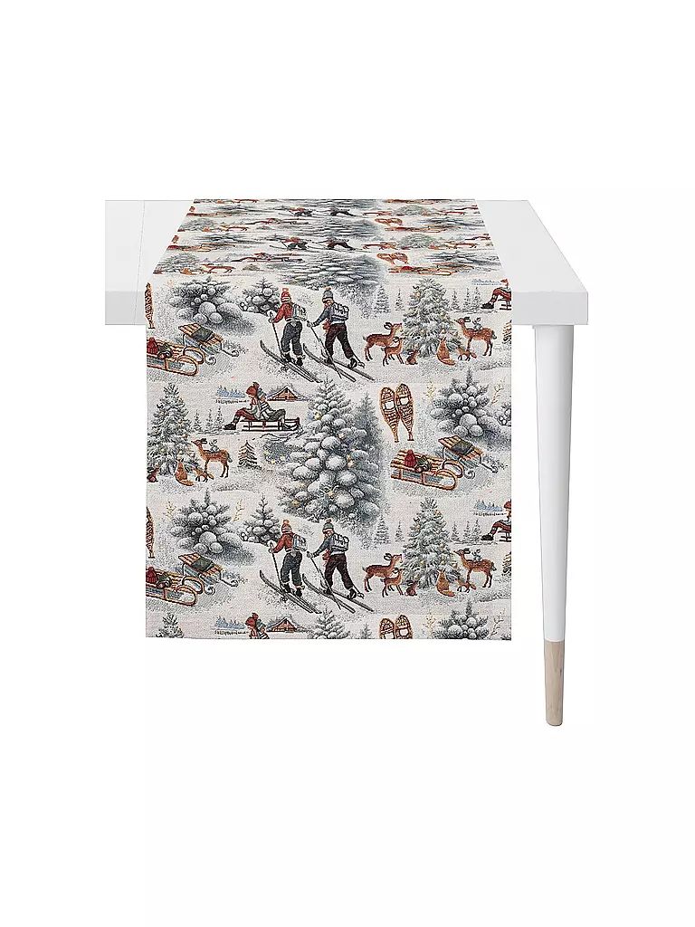APELT | Camino de mesa navideño 140x48cm SEASON Gris | Gris claro