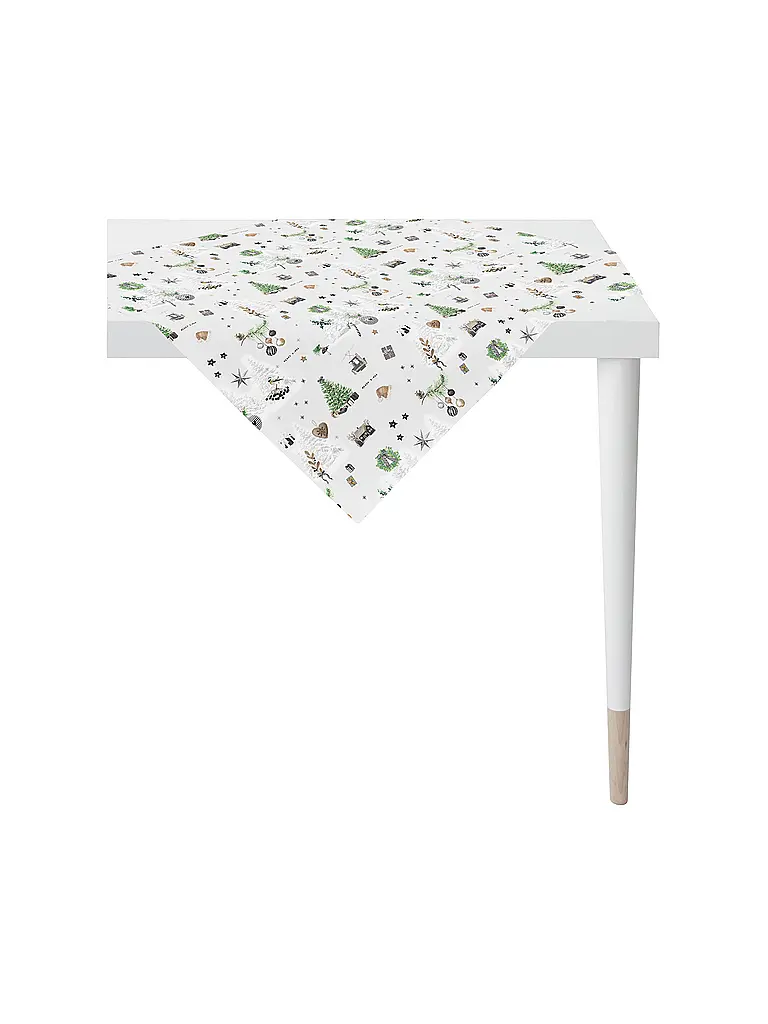 APELT | Manta de Navidad para mesa auxiliar 88x88cm SEASON Blanco | Blanco