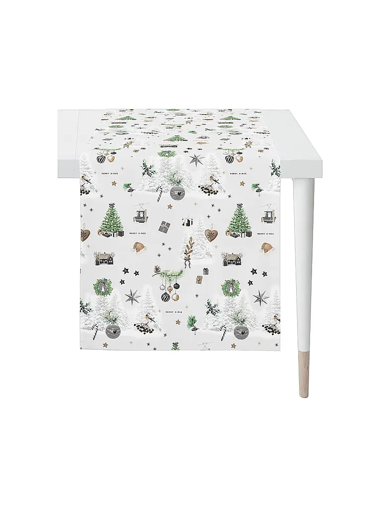 APELT | Tischläufer navideño 140x48cm SEASON Blanco | Blanco