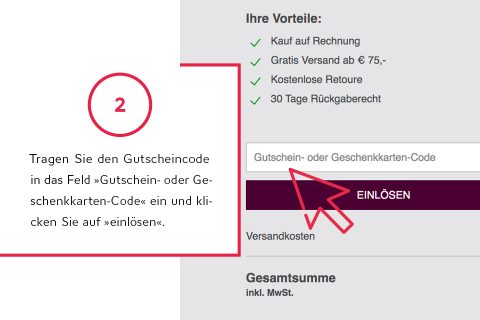 Una captura de pantalla de una página de pago en línea que muestra una sección resaltada para ingresar un "Código de cupón o tarjeta de regalo" con una flecha roja que apunta al botón "APLICAR". Se proporcionan instrucciones sobre cómo aplicar el código.