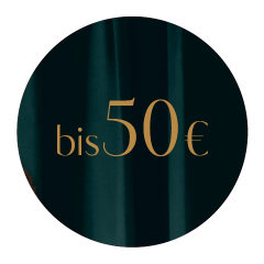 Una imagen circular con un fondo oscuro y el texto "hasta 50 €" en el centro, escrito en color dorado.
