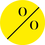 Gelber Kreis mit einem schwarzen Prozentsymbol (%) in der Mitte.
