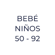 Círculo con texto: "BEBÉ NIÑOS 50 - 92", con indicación de las tallas para bebés varones en español.