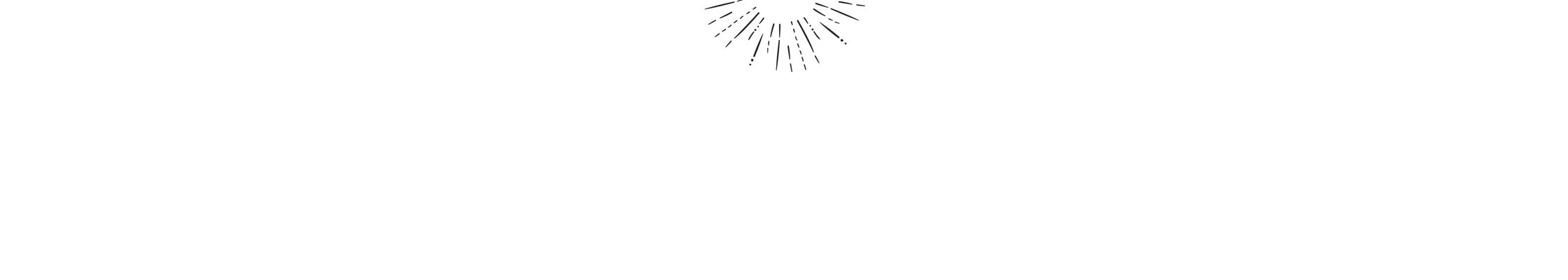 Schwarz-Weiß-Illustration eines Feuerwerks, das oben in der Mitte eines leeren weißen Hintergrunds explodiert, mit Strahlen, die sich nach außen ausbreiten.