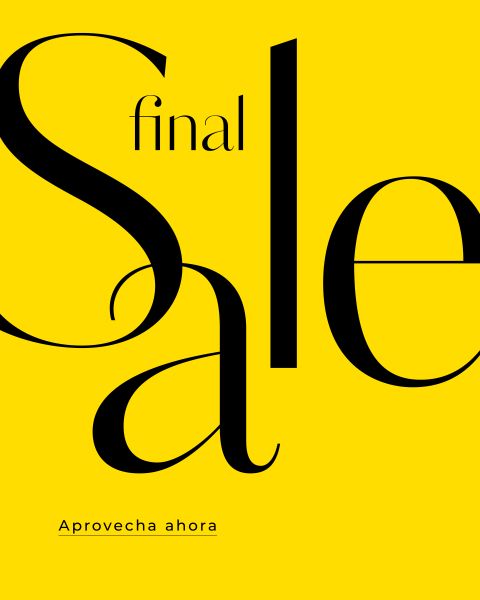En letra negra y negrita sobre un fondo amarillo brillante se lee «Venta Final». Debajo, en letra más pequeña, se lee «Aprovecha ahora».