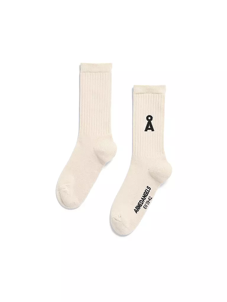 ARMEDANGELS | Calcetines SAAMUS BOLD oatmilk black | Crema