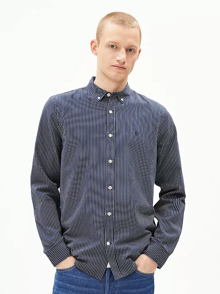 ARMEDANGELS | Camisa Casual Fit QUAASA STRIPES | Azul