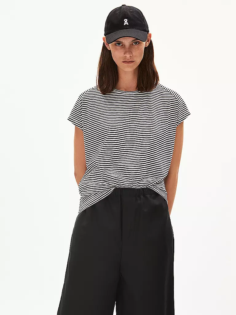 ARMEDANGELS | Camiseta ONELIAA LOVELY STRIPES | Negro